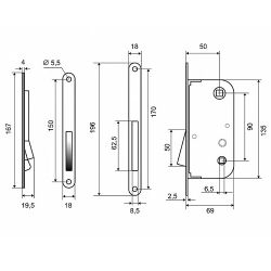 Размеры магнитного замка PALLADIUM 090 M
