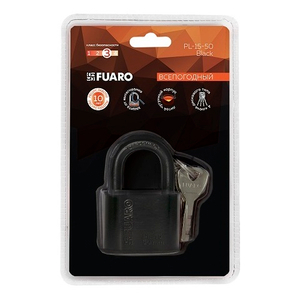 Замок навесной FUARO PL-15-50 Black диск. 4 кл. БЛИСТЕР /42279/