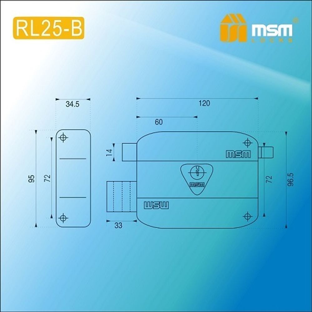 Замок накладной MSM RL 12-B  BK черный