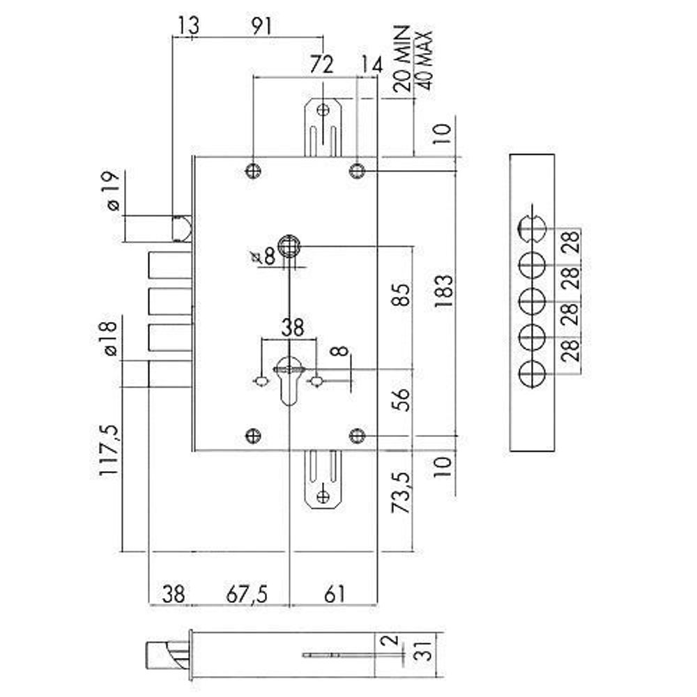 Корпус врезного замка CISA REVOLUTION PRO 56.515.48 /32517/