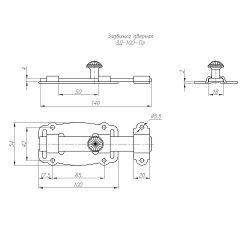 Задвижка дверная НОЭЗ ЗД-100-Пл черный матовый