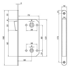 Защелка врезная магнитная FUARO 5300-M-WС GR графит /41401/