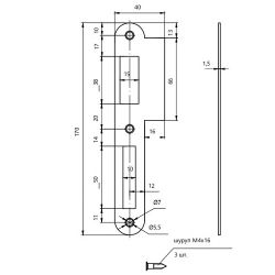 Ответная планка APECS BP-1900-INOX нержавейка