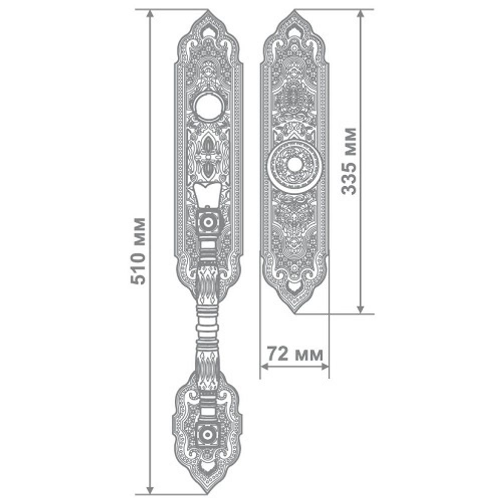Ручка на планке 18M-056L-005 BRED антич.золото (замок+цилиндр)