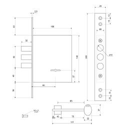 Замок врезной APECS T-57/S7 CR хром
