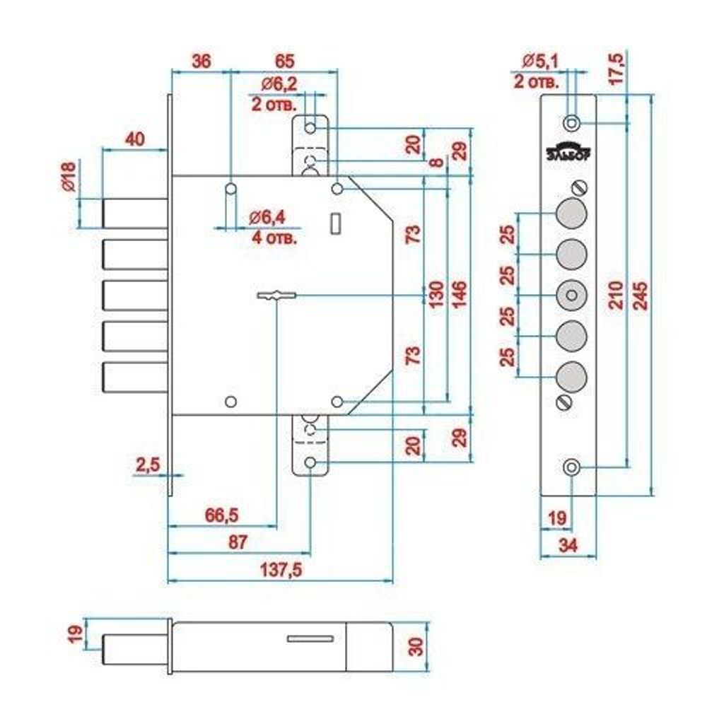 Замок врезной ЭЛЬБОР 1.06.01 Гранит /4404/