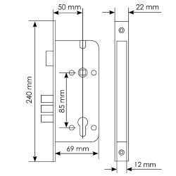 Замок врезной MORELLI L03 (85/50) SN (никель)