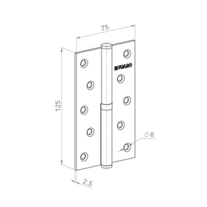 Петля дверная съемная FUARO 413/BL 125х75х2,5 BL R черный правая /61275/ (1шт)