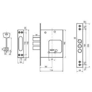 Замок врезной сувальдный Zirh Kilit 257L (кл. 75мм) (КАРАТ)