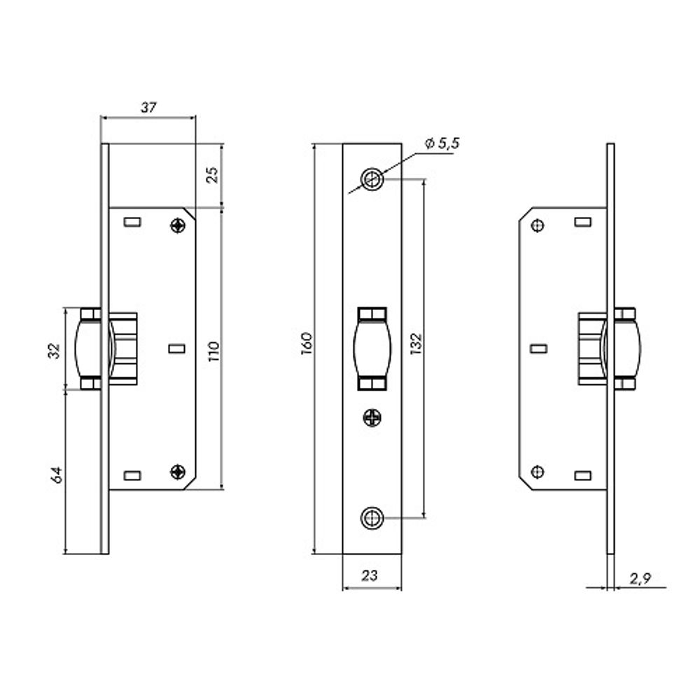 Защелка врезная ролик PUNTO LR-155B СP хром /44951/