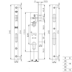 Корпус замка KALE KILIT 153/P (35мм) w/b никель /6055/