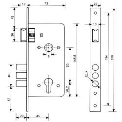 Замок врезной APECS 1526/60 G золото