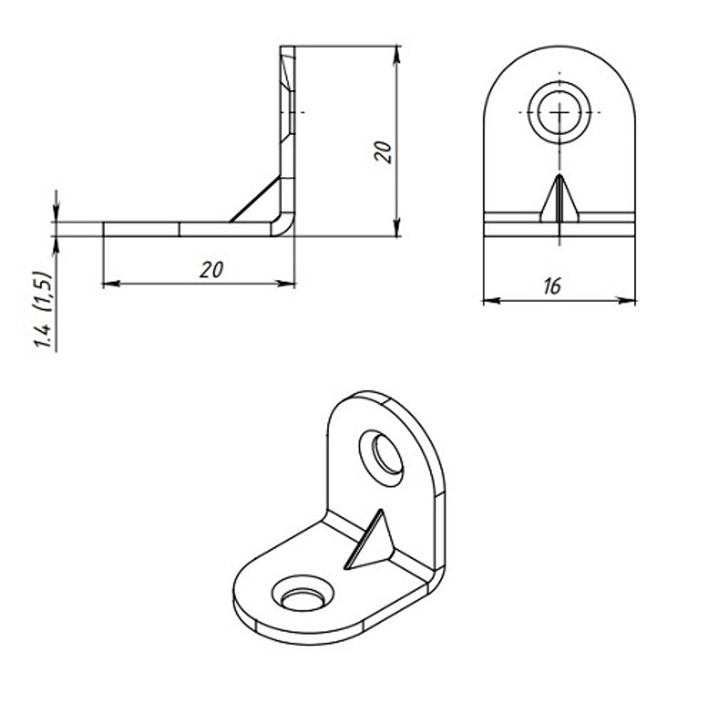 Кронштейн КУНГУР МК 20*20 цинк (1 шт)