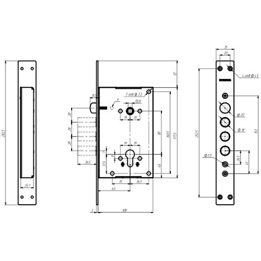 Замок врезной ГАРДИАН 102.11Т (б/ц)