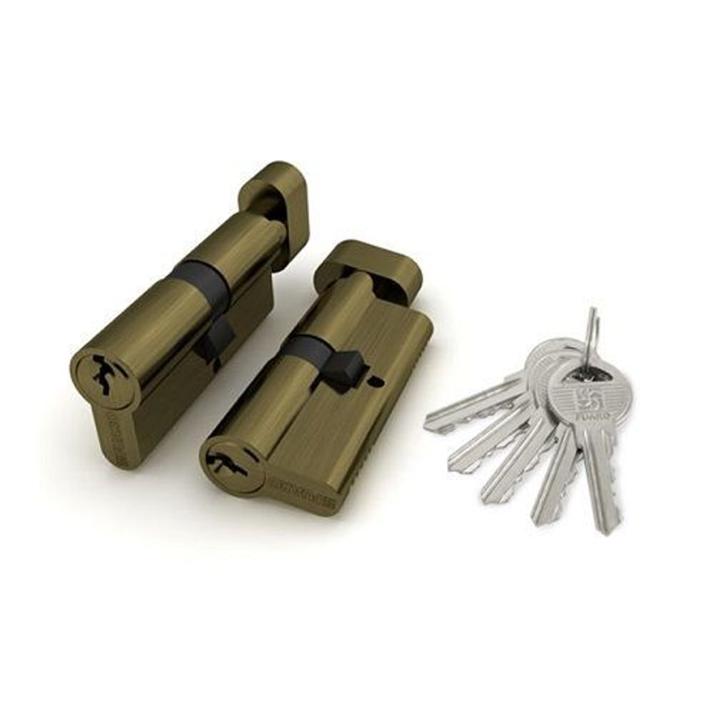 Цилиндровый механизм с вертушкой FUARO 100 ZM 60 (25+10+25) AB бронза 5 кл. /37063/