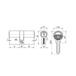 Цилиндровый механизм FUARO 100 ZA 60 (25+10+25) AB бронза 5 кл. /40999/