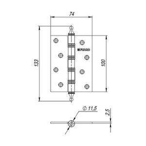 Петля дверная универсальная FUARO 4BB/A 100x75x2,5 OB античная бронза /45465/ (1 шт)