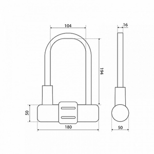 Замок навесной всепогодный БУЛАТ ВС 328-01 3кл d16mm с креплением на раму велосипеда