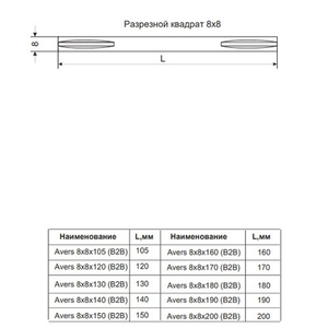 Квадрат разрезной AVERS 8х8х130 мм