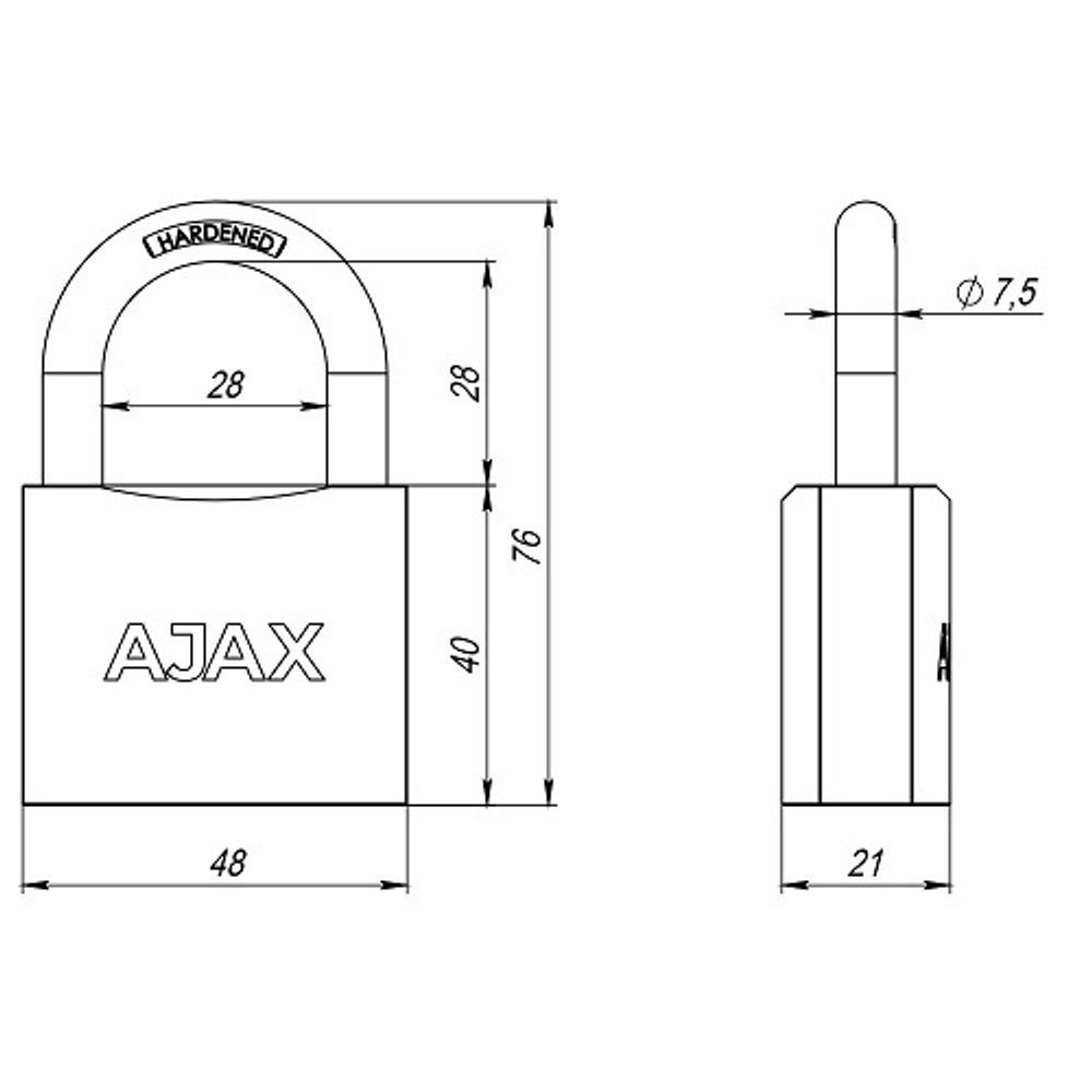 Замки навесные AJAX PD-01-50 (6 замка + 5 кл.) /57997/