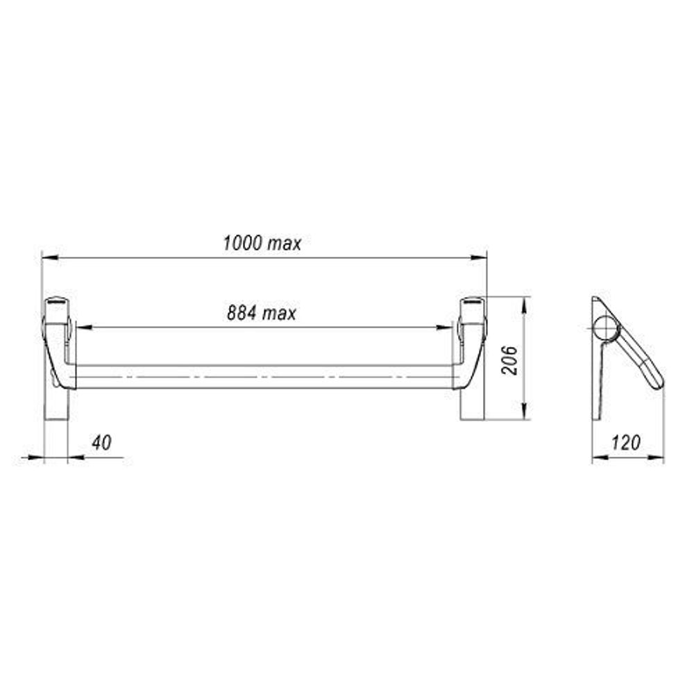 Ручка-штанга нажимная FUARO 1300А для антипаники врезной к замку FL-0433 ANTI-PANIC /41405/