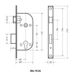 Замок врезной АЛЛЮР АРТ ЗВ4-70.06 OB состаренная бронза
