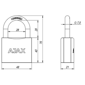 Замок навесной AJAX PD-01-50 /42237/