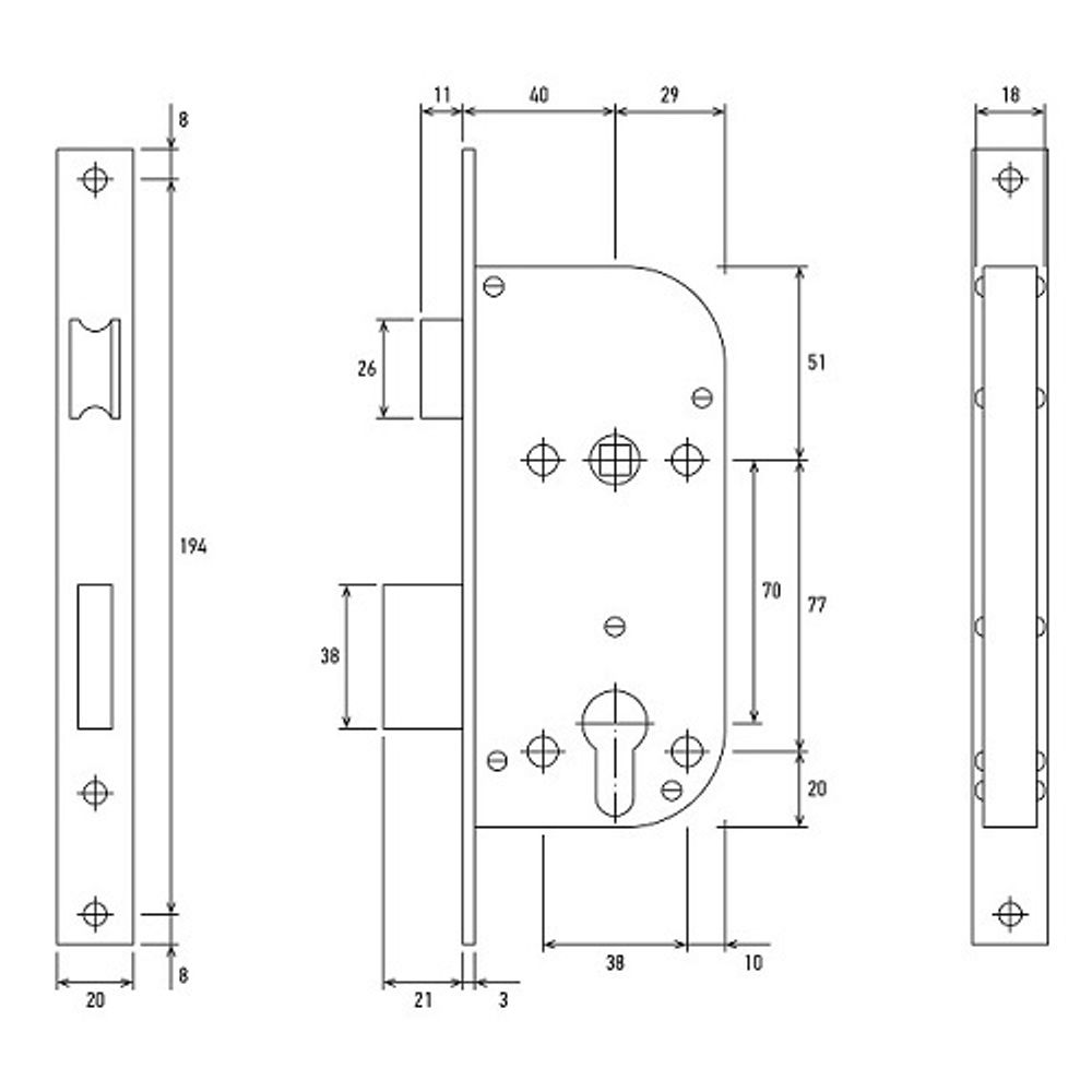 Замок врезной с ручками PALLADIUM ЗВ-AL 1703 AB бронза