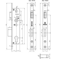 Корпус узкопрофильного замка с защелкой FUARO 4924-25/92 /26425/