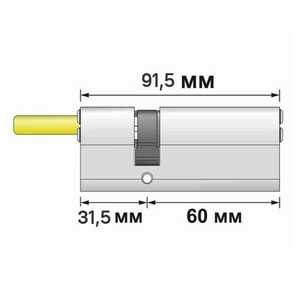 Цилиндровый механизм RAV BARIACH MARS 91,5 мм, 60Х31,5 шток, 5кл, никель (Израиль)