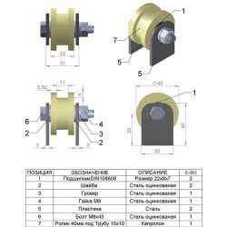 Ролик капролон d-40 под трубу на пластинах