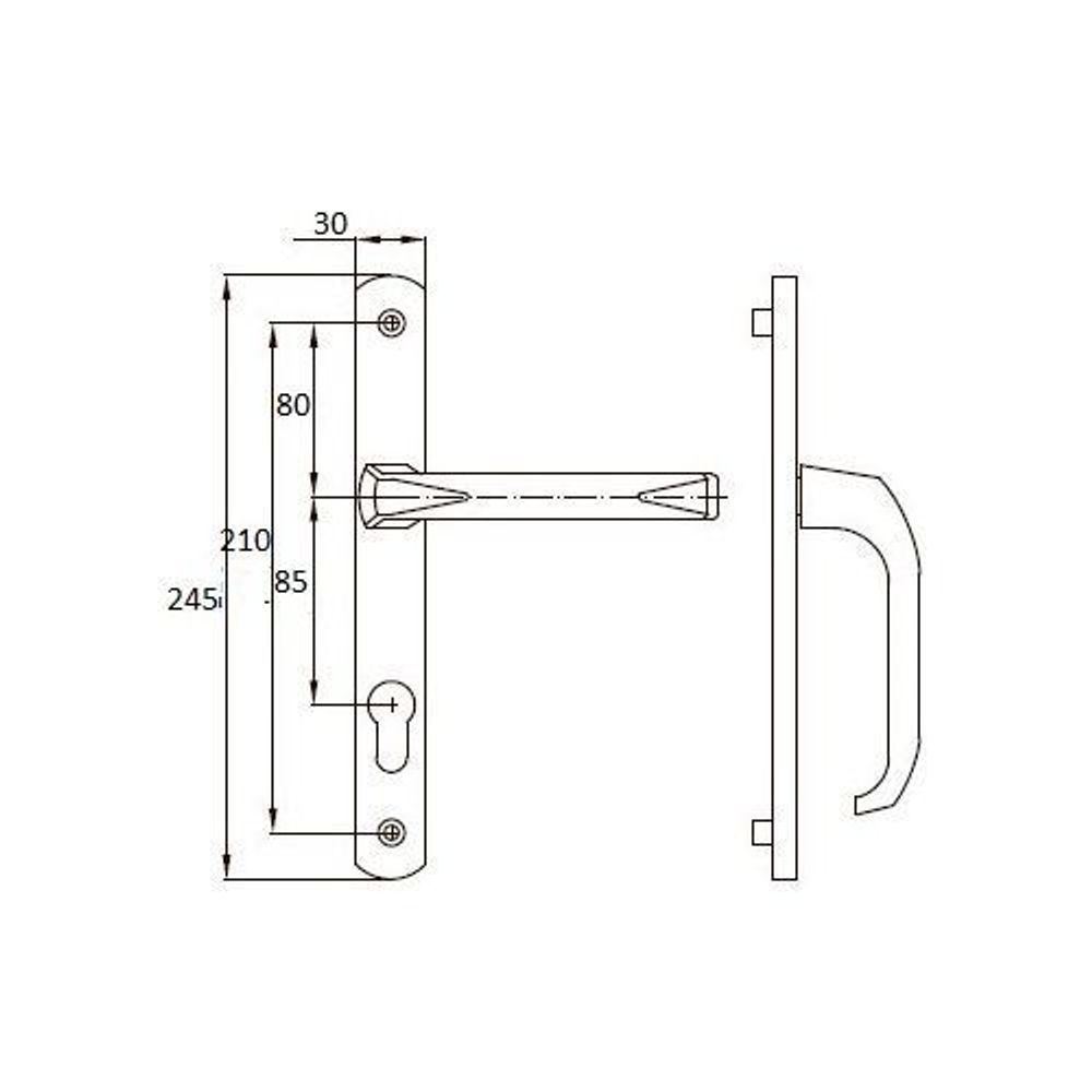 Комплект ручек на планке DORMA bremen 85/30/8мм серый (RAL 9006)