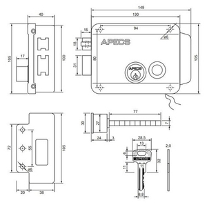 Замок электромеханический APECS ERL-2369-GR-L