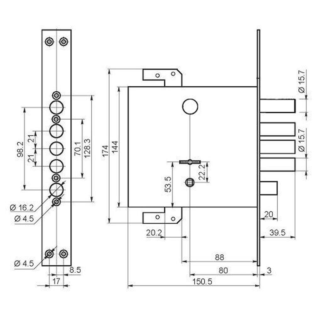Замок врезной BORDER 71411 ЗВ8-8К.Т3/15