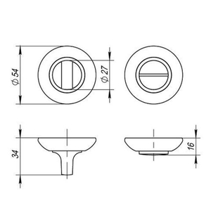 Ручка поворотная FUARO BK6 RM SC/CP-16 мат.хром/хром /33059/