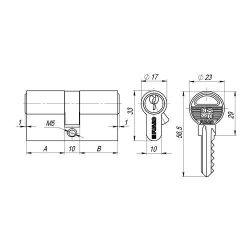 Цилиндровый механизм FUARO 100 ZA 90 (40+10+40) CP хром 5 кл. /34405/