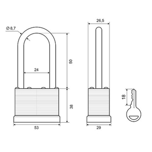 Замок навесной PALLADIUM 901S-50L