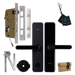 Замок врезной электронный с ручкой KAADAS S500 с отпечатком пальца, черный /47417/