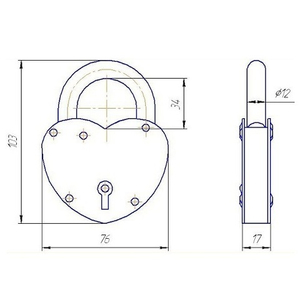 Замок навесной ЗВС-2 "сердечко" золото