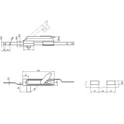 Замок мебельный MS-1848-3KA/P (ригель изогнутый на 8мм, ключ-бабочка)
