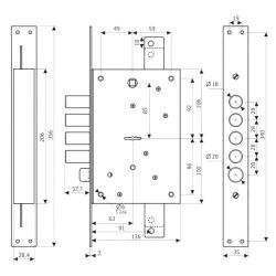 Замок врезной ГАРДИАН ЗВ 21.12 Т (5 кл. ЗК.202 Н-01) длинный ключ /30735/
