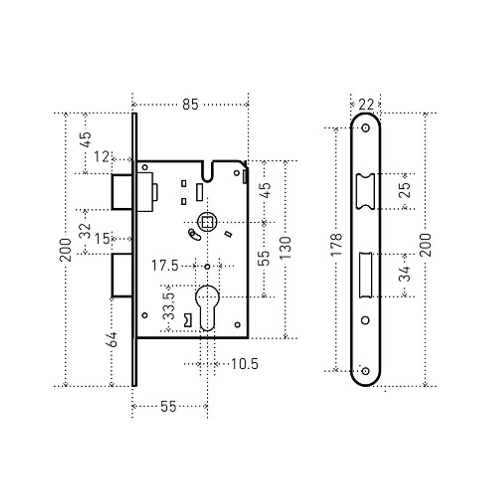 Замок врезной АЛЛЮР ЗВ4-132 GP латунь