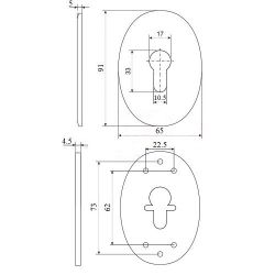 Декоративная накладка FUARO ESC 473 (90х65) СP хром /39685/ (1 шт)