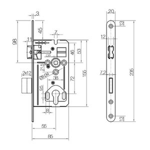 Замок врезной DORMA Gege 170 PZ 72/55/8