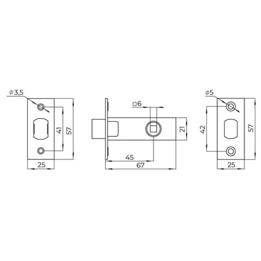 Задвижка врезная AJAX DF-45 SN мат.никель /44479/