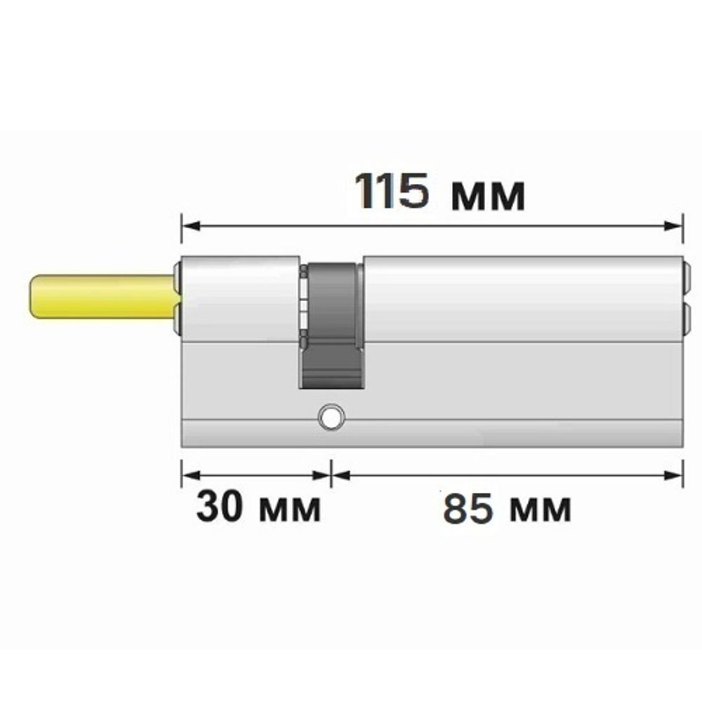 Цилиндровый механизм со штоком КАРАТ 115мм (80+10+25) CP хром 5кл.