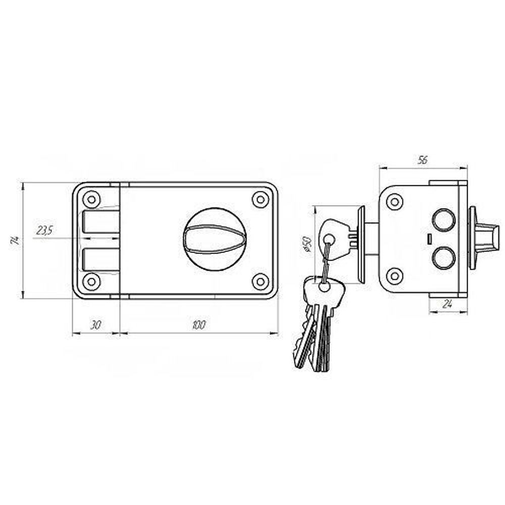 Замок накладной ЗЕНИТ ЗН1-3-1 серебро /34881/