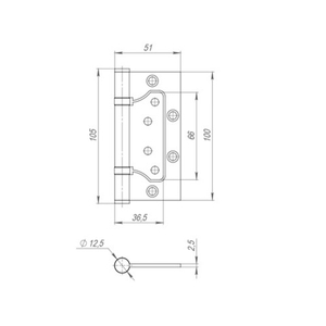 Петля универсальная без врезки FUARO 500-2BB 100x2,5 (INOX 304 BL) черный /49125/ (1 шт)