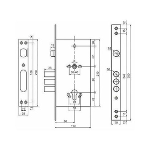 Замок врезной цилиндровый Zirh Kilit 252 R (КАРАТ)