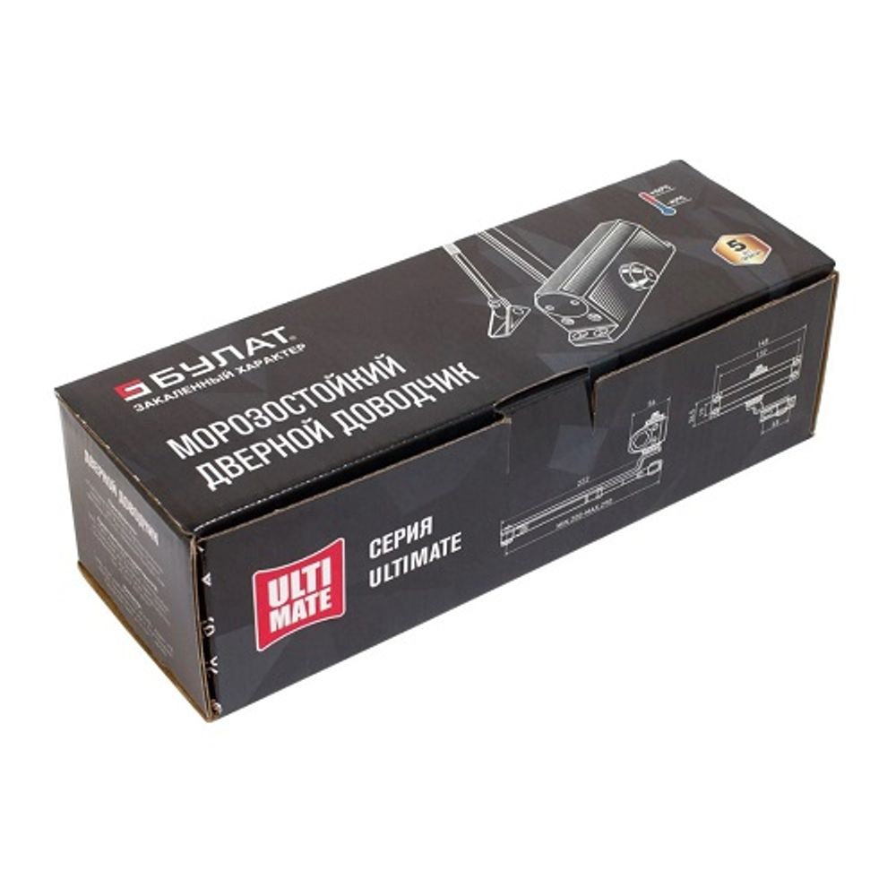 Доводчик дверной БУЛАТ ULTIMATE ДД-100 A-C (40-120кг) коричневый, морозостойкий